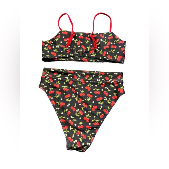 MOSHENGQI Womens High Wasited High Cut bikini retro cherries Swimsuit NWT - Picture 3 of 6